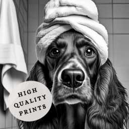 Cocker Spaniel Print, Funny Dog Bathroom Wall Art, Animal Toilet Decor, Quirky Guest Poster, Lover Gift - thumbnail 2