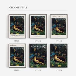 Woman Dream Art Print, Rousseau Painting, Jungle Plants Wall Art, Tropical Forest Poster, French Home Decor, Animal Printable, Exotic Canvas - thumbnail 2
