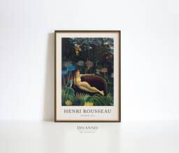 Woman Dream Art Print, Rousseau Painting, Jungle Plants Wall Art, Tropical Forest Poster, French Home Decor, Animal Printable, Exotic Canvas - thumbnail 1