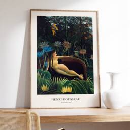Woman Dream Art Print, Rousseau Painting, Jungle Plants Wall Art, Tropical Forest Poster, French Home Decor, Animal Printable, Exotic Canvas - thumbnail 3