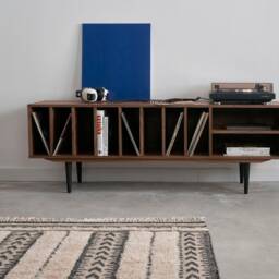 Vinyl Record Stand, Vinyl Storage, Sideboard, Dresser, Commode, Credenza Made Of Walnut Vaneer - Livlo O-S09 - thumbnail 3