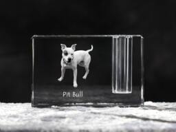 American Pit Bull Terrier , Crystal Pen Holder With Dog, Souvenir, Decoration, Limited Edition, Collection - thumbnail 1