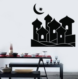 Wall Vinyl Decal Magic Aladdin's Eastern City Fairy Moon & Star Living Room Decoration - #2427Dn - thumbnail 1