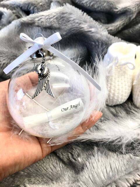 Baby Loss Gift, Miscarriage, Angel Baby, Remembrance Memorial Globe Bauble Ornament - image 1