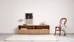 "Sideboard, Tv Cabinet, Bookshelf Sideboard, Oak Veneer With 2 Shelves & 3 Drawers ""Grass"