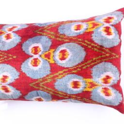 16x24 Ikat Velvet Pillow Cover, Handmade Cushion, Decorative Throw Pillow, Boho Cushion Turkish Home Decor - thumbnail 3