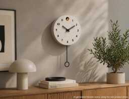 Concrete Cuckoo Clock - Minimalist Modern Wall Decor, Black Accent Designer - thumbnail 1
