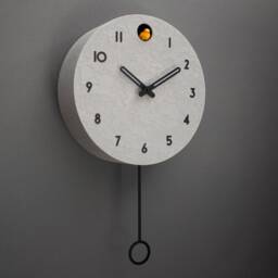 Concrete Cuckoo Clock - Minimalist Modern Wall Decor, Black Accent Designer - thumbnail 3