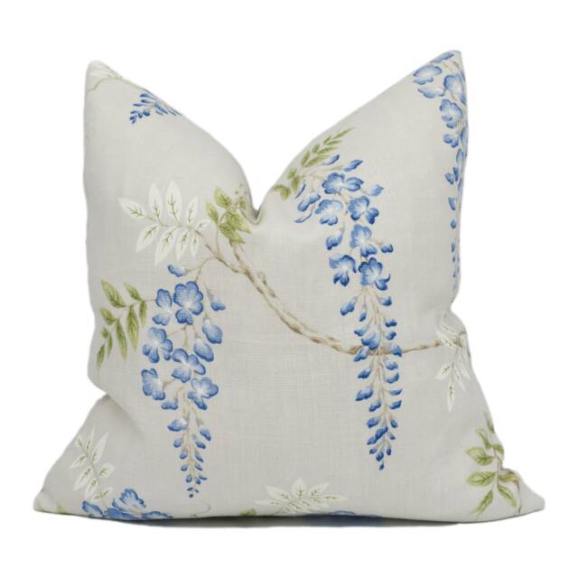 Colefax & Fowler - Grayshott Blue/Green Delicate Trailing Wisteria Designer Cushion Cover Handmade Throw Pillow Luxury Home D??cor - image 1