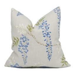 Colefax & Fowler - Grayshott Blue/Green Delicate Trailing Wisteria Designer Cushion Cover Handmade Throw Pillow Luxury Home D??cor - thumbnail 1
