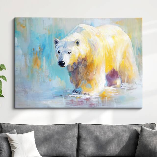 Polar Bear Abstract Oil Painting Framed Print & Canvas Large Sizes Wall Art Poster Animal Home Decor Interior Gift Idea - image 1
