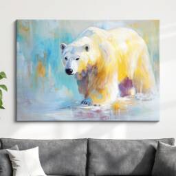 Polar Bear Abstract Oil Painting Framed Print & Canvas Large Sizes Wall Art Poster Animal Home Decor Interior Gift Idea - thumbnail 1