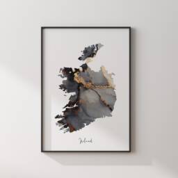 Republic Of Ireland Map Black & Gold Wall Art Print [Ev] - thumbnail 3