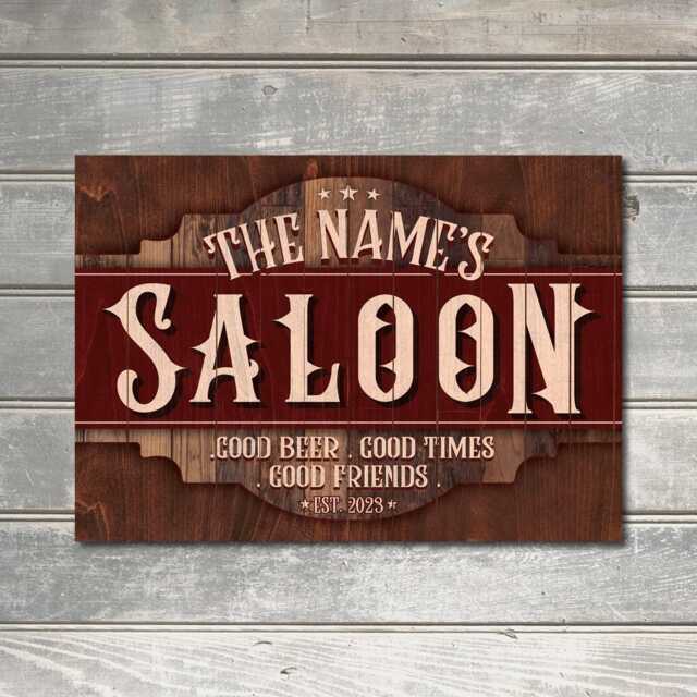 Personalised Saloon Sign Old Town Western Decor Home Bar Tavern Wall Farmhouse Pub & Lounge Man Cave Garage Metal Plaque - image 1