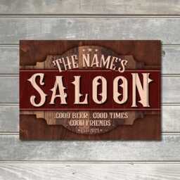Personalised Western Saloon Sign, Old Town Metal Plaque