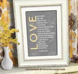 Print Love Is Patient Is Kind Sign 1 Corinthians 13 Yellow & Gray Wall Art Never Fails - thumbnail 1