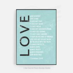 Print Love Is Patient Is Kind Sign 1 Corinthians 13 Yellow & Gray Wall Art Never Fails - thumbnail 3