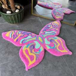 Colorful Butterfly Fluffy Handmade Tufted Rug - thumbnail 3