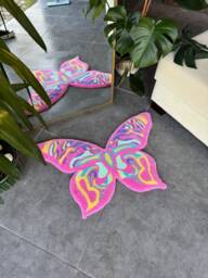 Colorful Butterfly Fluffy Handmade Tufted Rug