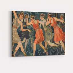 Vintage Art Deco Flapper Women Dancing Illustration Canvas Wall Print Decor Picture Ready To Hang - thumbnail 4