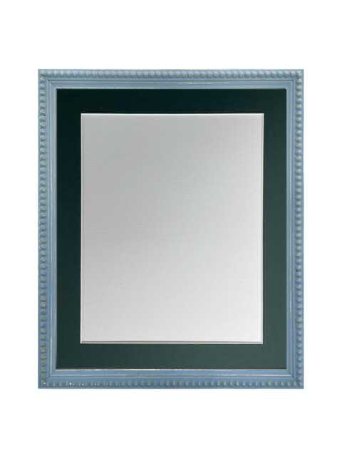 Crown Blue Photo Frame With Dark Green Mount, Wooden Bobbin Distressed - image 1