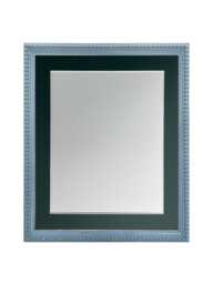 Crown Blue Photo Frame With Dark Green Mount, Wooden Bobbin Distressed - thumbnail 1