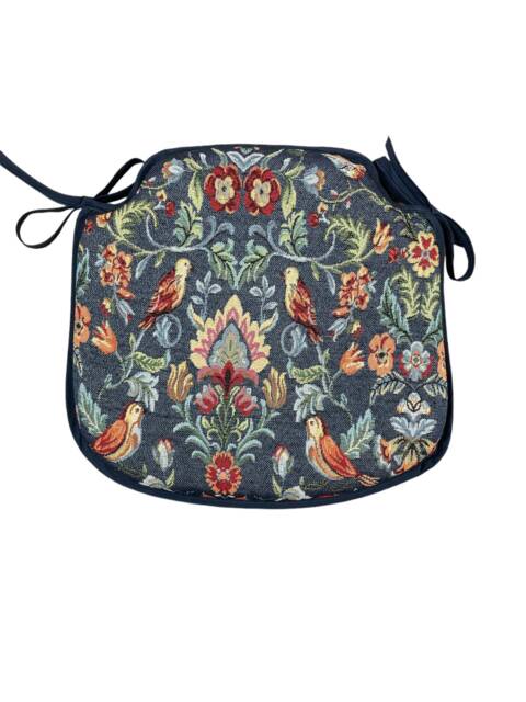 William Denim Tapestry Small Spindle Back Tie-On Seat Pads Dining/Patio/Garden/Kitchen - image 1