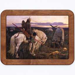 Knight At The Crossroads Viktor Vasnetsov Horse Crow Raven Grave Skulls Bones Gothic Landscape Classic Painting Wooden Framed Art Print - thumbnail 3
