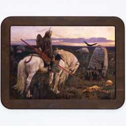 Knight At The Crossroads Viktor Vasnetsov Horse Crow Raven Grave Skulls Bones Gothic Landscape Classic Painting Wooden Framed Art Print - thumbnail 2