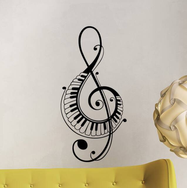 Treble Clef Wall Decal Piano Keys Poster Musical Instruments Music Gifts Sign Vinyl Sticker Office Decor Home Bedroom Art 881 - image 1