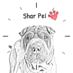 Shar Pei, Free Standing Mdf Floor Clock With An Image Of A Dog - thumbnail 2