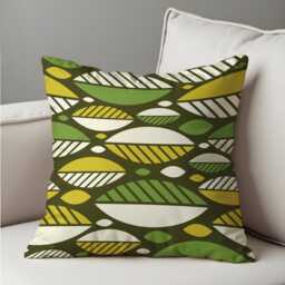 Mid Century Modern Cushion Cover, Olive Green & Yellow Retro Geometric Print Pillow Case, Abstract Throw Living Room Decor - thumbnail 4