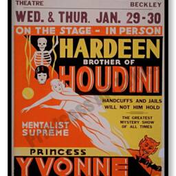 Set Of 9 Vintage Magician Houdini Magic Show Poster Ads Prints - thumbnail 2