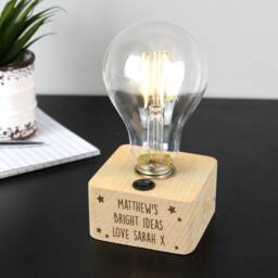 Personalised Stars Led Bulb Table Lamp - Beech Wood Base - thumbnail 2