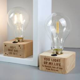 Personalised Stars Led Bulb Table Lamp - Beech Wood Base - thumbnail 4