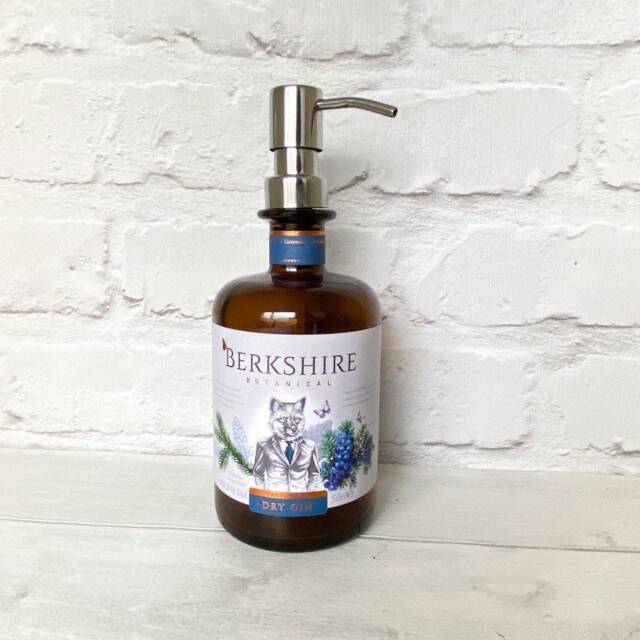 Berkshire Gin Bottle Soap Pump Dispenser - Water Repellent Label Upcycled - image 1