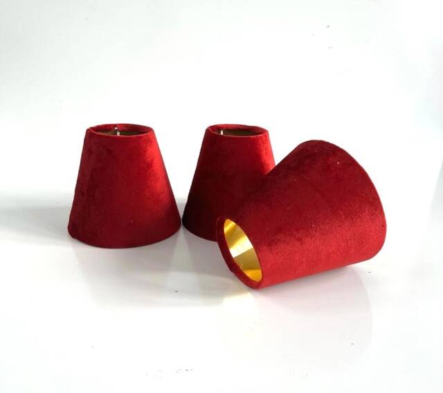New Made To Order Candle Clip Lamp Shade For Wall & Chandelier Purchase Available in Multi Colour Lining Red. 15cm H - image 1