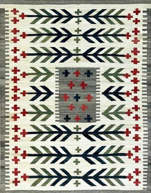 Handmade Scandinavian Kilim Rug Swedish Wool, Nordic Beige Decor - image 1