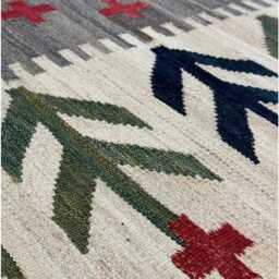 Handmade Scandinavian Kilim Rug Swedish Wool, Nordic Beige Decor - thumbnail 3