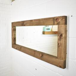 Wood Mirror - 10cm X 5cm Main Image Jacobean Smooth Design Chunky Driftwood Style Chic Dark