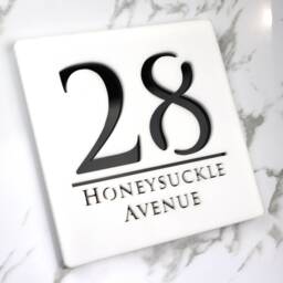 K Smart Sign - Bellissima S1 Laser Cut Matt White & Black Mirror Floating House Signs Door Number Plaques 180mm X 180mm - thumbnail 2