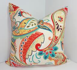 Colorful Paisley Print Pillow Cover Covington Whimsy Cotton Throw - thumbnail 1