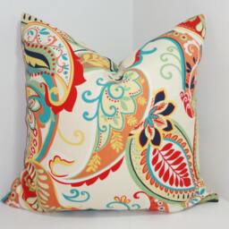 Colorful Paisley Print Pillow Cover Covington Whimsy Cotton Throw - thumbnail 2