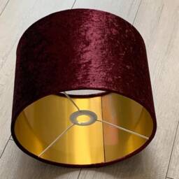 New Luxury Quality Crushed Burgundy Red Velvet Fabric With Brushed Metallics Lining Lamp Shade Pendant Light in Multi Sizes - thumbnail 3