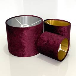 New Luxury Quality Crushed Burgundy Red Velvet Fabric With Brushed Metallics Lining Lamp Shade Pendant Light in Multi Sizes - thumbnail 2