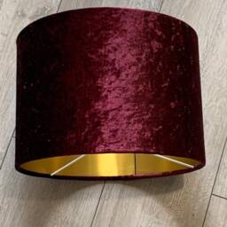 New Luxury Quality Crushed Burgundy Red Velvet Fabric With Brushed Metallics Lining Lamp Shade Pendant Light in Multi Sizes - thumbnail 4