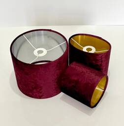 New Luxury Quality Crushed Burgundy Red Velvet Fabric With Brushed Metallics Lining Lamp Shade Pendant Light in Multi Sizes