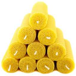 20 Beeswax Candles Made By Hand Rolled Golden Yellow 100% Natural Candle -Height 10 cm -Diameter Approx. 3 -Burning Time 5H Per - thumbnail 3