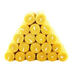20 Beeswax Candles Made By Hand Rolled Golden Yellow 100% Natural Candle -Height 10 cm -Diameter Approx. 3 -Burning Time 5H Per - thumbnail 1