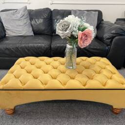 Handmade Chesterfield Velvet Footstool Curved Ottoman Coffee Table - thumbnail 2